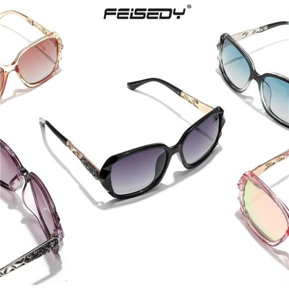 Polarized Women Square Sunglasses Sparkling Composite Shiny Frame Summer Shades main image 5